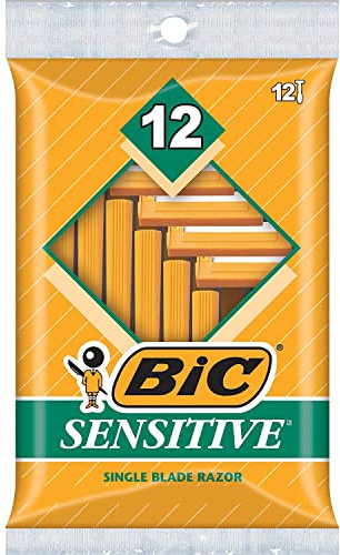 (Pack of 2) Bic Single Blade Sensitive Skin Shavers - 12 in Pack [Total 24]