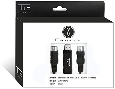 TIE Studio professionelles latenzfreies Midi (USB-Typ A Interface inkl. Oktokoppler, 2, 0 m, Plug & Play, stabiles Timing, Windows und Mac OSX) schwarz