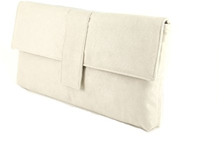 LONI Fab Große Clutch aus Wildlederimitat, elfenbeinfarben/cremefarben, L, Clutches