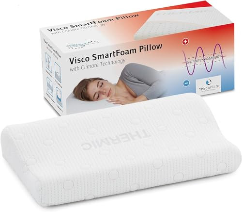 Third of Life Orthopädisches Kopfkissen für Wasserbetten NINAR, Visco Nackenkissen aus Memory Foam, Nackenstütz-Kissen mit thermoregulierendem Bezug, Kinder-Kissen ab 5 Jahren, 50x30x8/5 cm