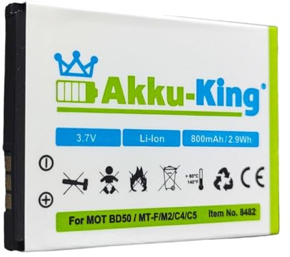 Akku-King Akku kompatibel mit AVM BD50, 312BAT006 - Li-Ion 800mAh - für Fritz!Fon MT-F, M2, C4, C5, Fritz Fon Akku