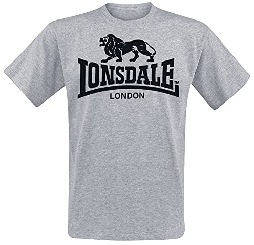 Lonsdale London Logo Hombre Camiseta Negro Regular | Camiseta de ropa de calle, camiseta informal de algodón peinado, camiseta ligera y cómoda para deporte y el día a día