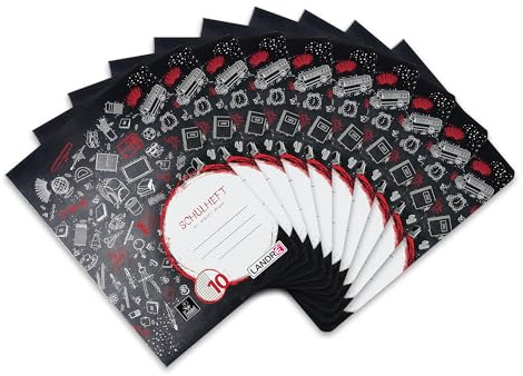 Landre Notizblock A5 für alle gängigen Schriftzüge 80g/m² feines Holz Schreibpapier 10er Pack, 3 Motive sortiert, 16 Blatt