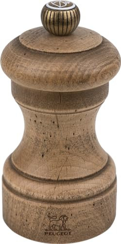PEUGEOT - Bistro 10 cm Salt Mill - Classic Grind System - Made with PEFC Certified Wood - Lifetime Guaranteed Mechanism - Made in France - Antique Colour