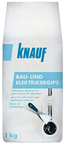 Knauf 4006379080700 Bau- und Elektrikergips, schnellhärtender, hochfester Montagegips zum Setzen und Fixieren von Elektroinstallationen, Hellgrau, 1 kg