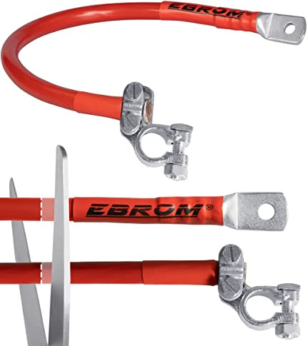 EBROM - Cable de batería, cable de con borne de polos, conector izquierdo, 50 mm2 rojo, listo para confeccionar, tubo termorretráctil, muchas longitudes, ojales/terminales de cable M6/M8/M10/M12/sin
