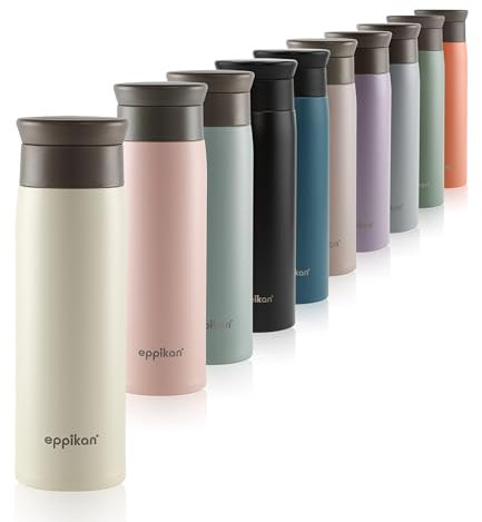 eppikan eppiToGo Edelstahl Thermobecher- Isolierbecher, Kaffee-to-go Becher, 350 ml, 500 ml Travel Mug, Autobecher, auslaufsicher mit hygienischer 360°-Trinköffnung (Ivory, 500 ml)