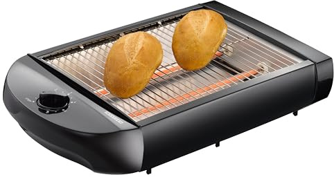 Melissa 16140145 Tisch-Toaster/Flacher Ofen-Buns-Wärmer - Toast, Sandwich & Brötchen schnell backen & knusprig machen, schlichtes Design - Schwarz