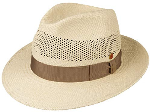 Mayser Sombrero de Paja Panamá Imperia Hombre - Made in The EU Verano Playa Bogart con Banda Grosgrain, Grosgrain Primavera/Verano - 59 cm Natural-Beige