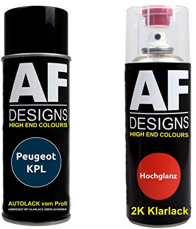 Autolack Spraydose Set für Peugeot KPL Bleu Montebello Nacre 2K Klarlack Basislack Sprühdose Spraydosen 2x400ml