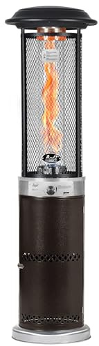 BALI OUTDOORS Propane Patio Heater, Stainless Steel Standing, 36,000 BTUs Portable Commercial Outdoor Gas Patio Heater with Glass Tube for Deck, Garden and Porch, Brown