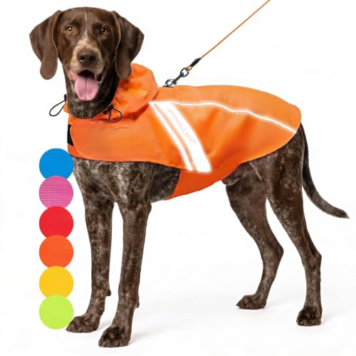 VIVAGLORY Hunderegenmantel Wetoff Regenmantel Hund, XL, Orange | Hunde Regenmantel Hunderegenmantel Reflektierend Regenjacke Hunderegenjacke, Wasserdicht Regenjacken für Hunde