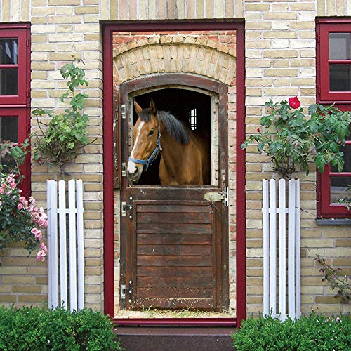 GSKBDQ 3D Türaufkleber Pferde Tierfotografie Türtapete Selbstklebend Türposter 90X200Cm Fototapete Türfolie wasserdichte Abnehmbare PVC Türtapete Innentür Schlafzimmer Küche Bad Home Deko