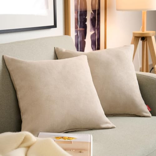 Blumtal 2er Set Kissenbezug 45x45 Taupe - kuschelige Chenille Kissenbezüge mit verstecktem Reißverschluss, Oekotex Zertifizierte Kissenhülle für Deko-Kissen Sofakissen Polster & Zierkissen