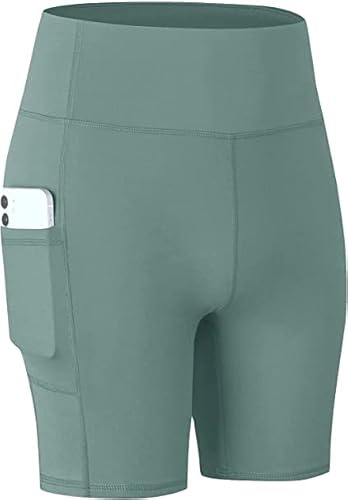 COTOP Sportshorts för kvinnor, hög midja, yogashorts med 2 sidofickor, korta leggings för kvinnor, yoga, löpning, fitness, cykel