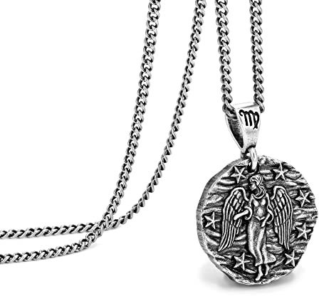 Speroto Collana Zodiaco Costellazione Regalo per Amici Famiglia Oroscopo Astrologia Collana in Acciaio Inossidabile Collana con Ciondolo in Rilievo per Uomo Donna (Vergine)