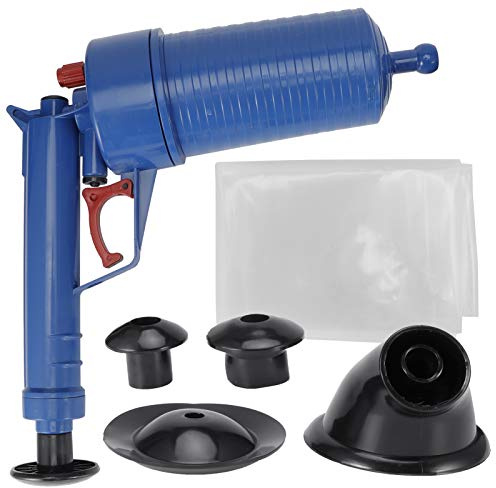 Desatascador de Inodoro, Potente Pistola de Desatascador de Aire Neumática Manual, Removedor de Obstrucciones de Drenaje con 4 Cabezales Reemplazables, Kit Limpieza de Desatascador de Desagüe de Aire