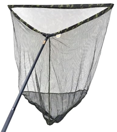 NECO Épuisette à la carpe 100 x 100 cm - Grand épuisette de pêche pliable et légère avec pochette, panier profond pour poissons et carpes, filet de pêche robuste pour la Pêche (camo)