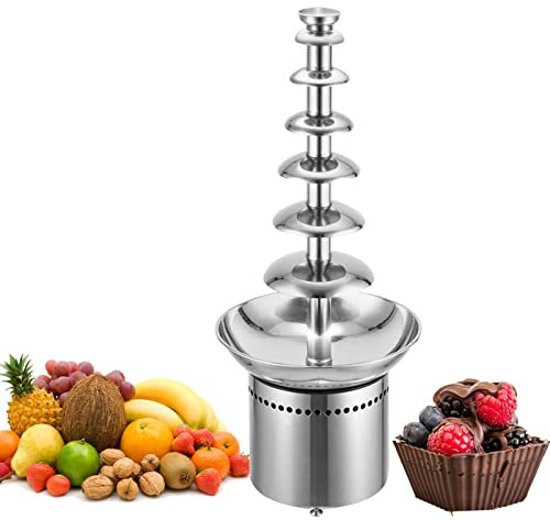 with Temperature Control Chocolate Fountain,4/5/6/7 Tiers Chocolate Fondue Waterfall Machine,Sauce heater for Nacho Cheese, BBQ Sauce, Fruit, Ranch, Liqueurs (7 Tier)