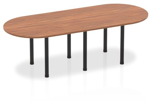 OPO Impulse Freestanding 1800/2400mm Rectangular Boardroom Table Attractive Post Legs | Sturdy Build Weather & Heat Resistant Melamine Finish Table Walnut Black 2400