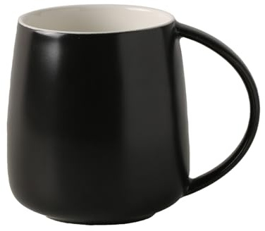 Klassische Keramik-Bauchbecher Mit GroßEm FassungsvermöGen, 380ml, Nordische Kaffee-/Teetasse Mit Mattem Finish Und Griff FüR Zuhause, BüRo, MäNner Und Frauen (Schwarz) Exquisite Coffee Mug Breakfast
