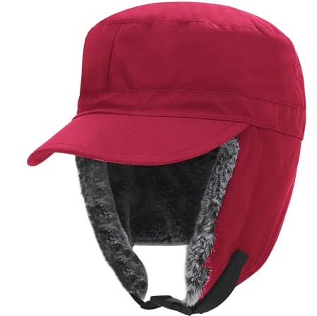 RUIXIA Männer Damen Russische Mütze Winter Hats Faux Kaninchenfell Cap Lei Feng Hut Thermomütze mit Ohrenklappen & Mundabdeckung Warme Mode Pilotenmütze Fliegermütze