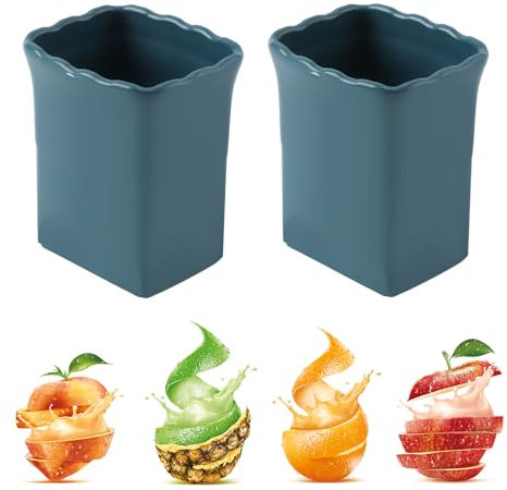 2pcs Multifonction Coupe-Tasse en Acier Inoxydable, Coupe-Fruits pour Fraises Bananes Oufs Légumes Préparation Rapide de Salade Gadgets de Cuisine (Bleu Foncé)