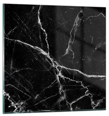 Quadro in Vetro 40x40 cm Stampe da Parete Astratto Bianco e Nero 5243 | Marmo Elegante Calcolo Quadro Decorativo Piccolo Decorazione Murale Soggiorno Arte da Parete Decorazione da Parete ARTTOR