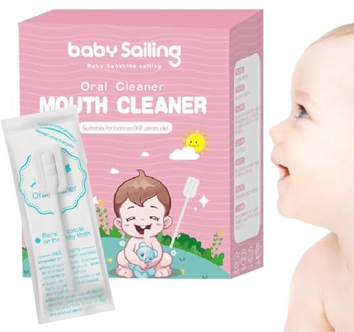 Sollee Mundreiniger für Babys, Zungenreiniger für Babygaze - weiche Mundreinigungsstifte - Tragbare Zahnbürste, Zungenreiniger, Magergaze, flexible Baby-Zahnbürste für die Mundpflege von Baby-