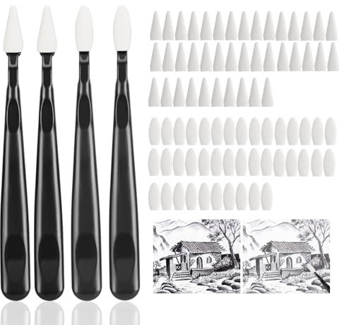 AGPTEK 44 Pcs Skizzenwischstifte, Skizzenwischer Set, Sketch Wiping Pen mit Rub Schwamm Skizze Trimmer Löschen Schwamm Wischer für Studenten Künstler Kohle Malerei Pinsel Art Supplies