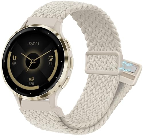 YOOSIDE 18 mm flätat nylon stretchigt armband med magnetlås för Garmin Venu 3S/Vivoactive 4S/Vivomove 3S/Venu 2S, mjuk slinga, elastisk handledsrem klockarmband, 18mm, Nylon, Ingen ädelsten