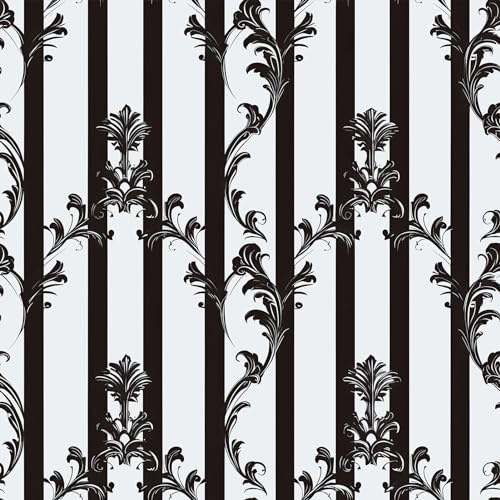 FLFK Gray-White and Black Wallpaper Peel and Stick Vintage Wallpaper 16 x 128 Vinly Self Adhesive Wall Paper for Bathroom Bedroom Accent Wall Decor