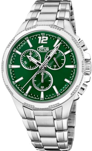 LOTUS Reloj Hombre Analógico de Acero Inoxidable 316l Plateado - Movimiento de Cuarzo - Cronógrafo - Cristal Mineral de Alta Resistencia - Resistente al Agua 10 ATM 18991/3 Chrono