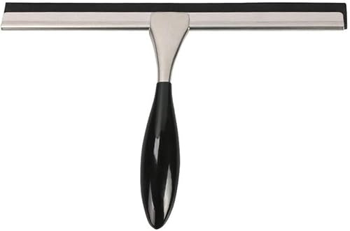 Tergivetro for doccia, tergivetro in acciaio inossidabile, tergivetro in acciaio inossidabile Tergivetro for finestre in gomma nera for doccia for bagno for la pulizia dello specchio del bagno Raschie