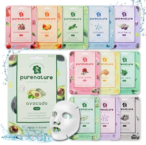PB & JAY Korean Sheet Mask Variety Set | 12 Scents (12 Count)
