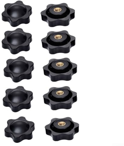 Star Mechanische schwarze Daumenmutter, 10 Stück Sternknaufmuttern, 3 x 3 x 1 cm, Kunststoff und Messing, Sternknaufmuttern, für Drehmaschinen und -geräte (4 x 25 mm)