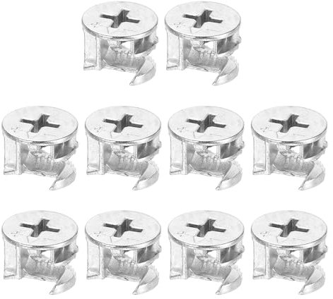 QUARKZMAN Tuercas de bloqueo de levas para muebles, 10 unidades de 14,6 x 11,3 mm, tuercas de conexión para muebles, herrajes de levas