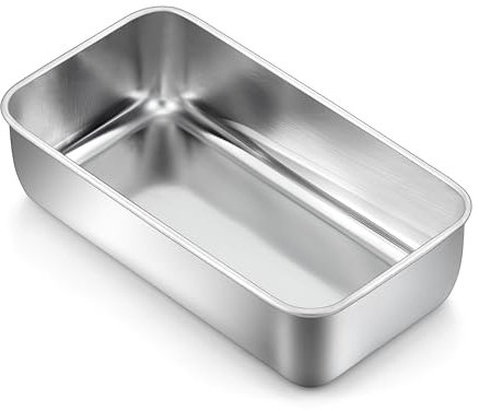 LIANYU Stainless Steel Loaf Pan 9” x 5”, Heavy Duty Bread Pan for Baking, Metal Bakeware for Meatloaf, Brownies, Lasagnas, Healthy & Non Toxic, Dishwasher & Oven Safe
