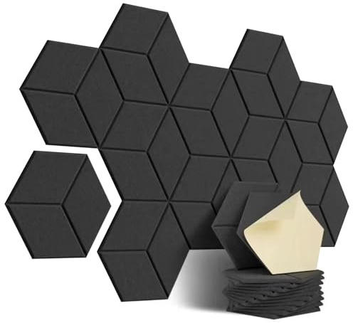 Beowanzk Acoustic Panels, Y-Shaped Self-Adhesive Acoustic Wall Panels, Sound Proofing Panels for Offices, Recording Studios, Home Theatres, Etc. 12 Pcs (Black)