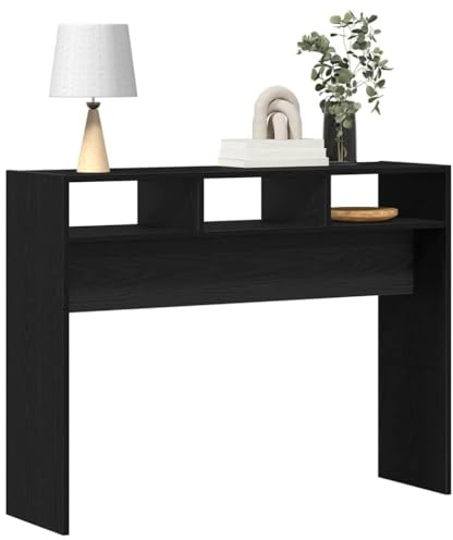 vidaXL Konsolbord Svart ek 105 x 30 x 80 cm Konstruerat trä, Elegant soffbord, modern smalt accentmöbel, snygg halldekoration, funktionell minimalistisk design