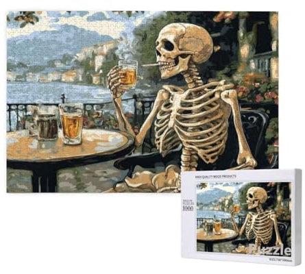 Skeleton Puzzle 3000 Teile Erwachsene, Groß Puzzle Bier Muster Design, Holz Jigsaw 122x81cm Size mit Geschenkboxverpackung for Wanddeko Wohnzimmer, Geschenke für Frauen, Geschenke für Männer,Model778