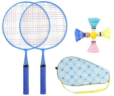 Badminton-Set - Federbälle Ersatz Mit Tragetasche | Komfortabler Schläger Für Familienaktivitäten, Teenager Und Gesellschaftsspiele