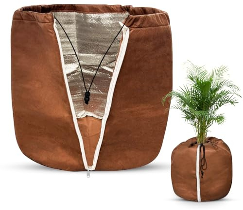 PATWING Winterschutz für Kübelpflanzen, 50 * 45cm Topfschutz Pflanzen Winter, mit Kordelzug und Reißverschluss frostschutz Pflanzen Topf für Olea europaea, Citrus Limon, Laurus nobilis (50x45cm)