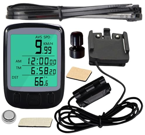 Compteur kilométrique et compteur kilométrique de vélo - Cycle de câble étanche - Ordinateur avec écran LCD - Compteur kilométrique de vélo multifonction - Écran clair - Compteur kilométrique pour