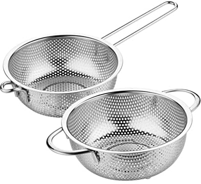 HONITANO Colapasta Acciaio Con Doppie Maniglie Scolapasta Filtro Maglia Fine Per Verdure Pasta e Frutta Lava e Rapidamente Con Sicurezza Per Cucina Quotidiana ø