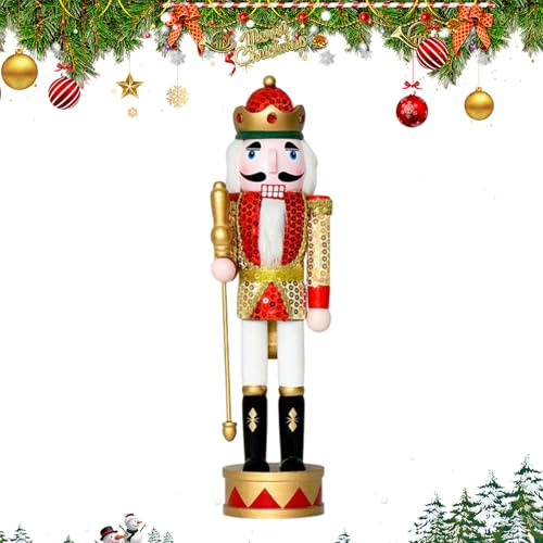 Generico Schiaccianoci Natalizio - Personaggi Schiaccianoci in Legno Figure Natalizie - Centrotavola per Festività Interni Casa Natale Porta D'ingresso Salotto Ufficio Scrivania