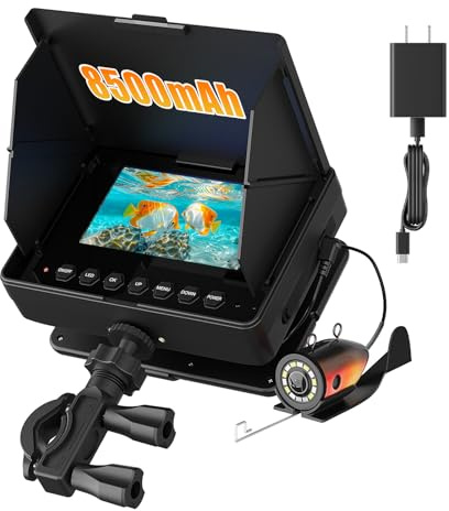 Underwater Fishing Camera, 4.3 IPS HD 1200TVL Fish Camera with 50ft Cable, 3X Zoom, 6 White & 6 IR LEDs for Kayak, Sea & River, 8500mAh Battery, Portable Underwater Camera for Fishing(Easy to Use)