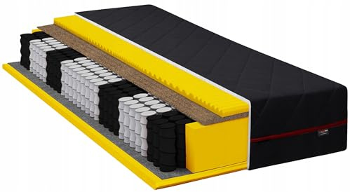 Trivando Black Duo 7-Zonen Matratze 140x200 mit profiliertem Schaumstoff | Ergonomische Taschenfederkernmatratze | H3 & H4 in Einer Matratze I Hypoallergen & Antibakteriell | 24 cm hoch 140 x 200 cm