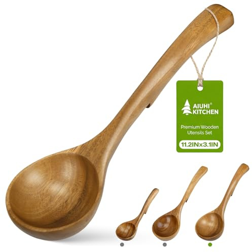AIUHI Cucharón de madera para cocinar (grande)