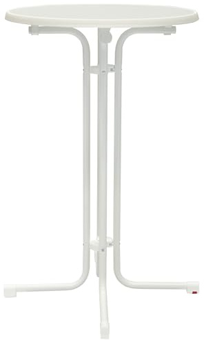 METRO Professional Klappbarer Stehtisch Mistrano, Weiß, Sevelit-Melamin Tischplatte, Ø 70x110 cm, Pulverbeschichteter Stahlrahmen